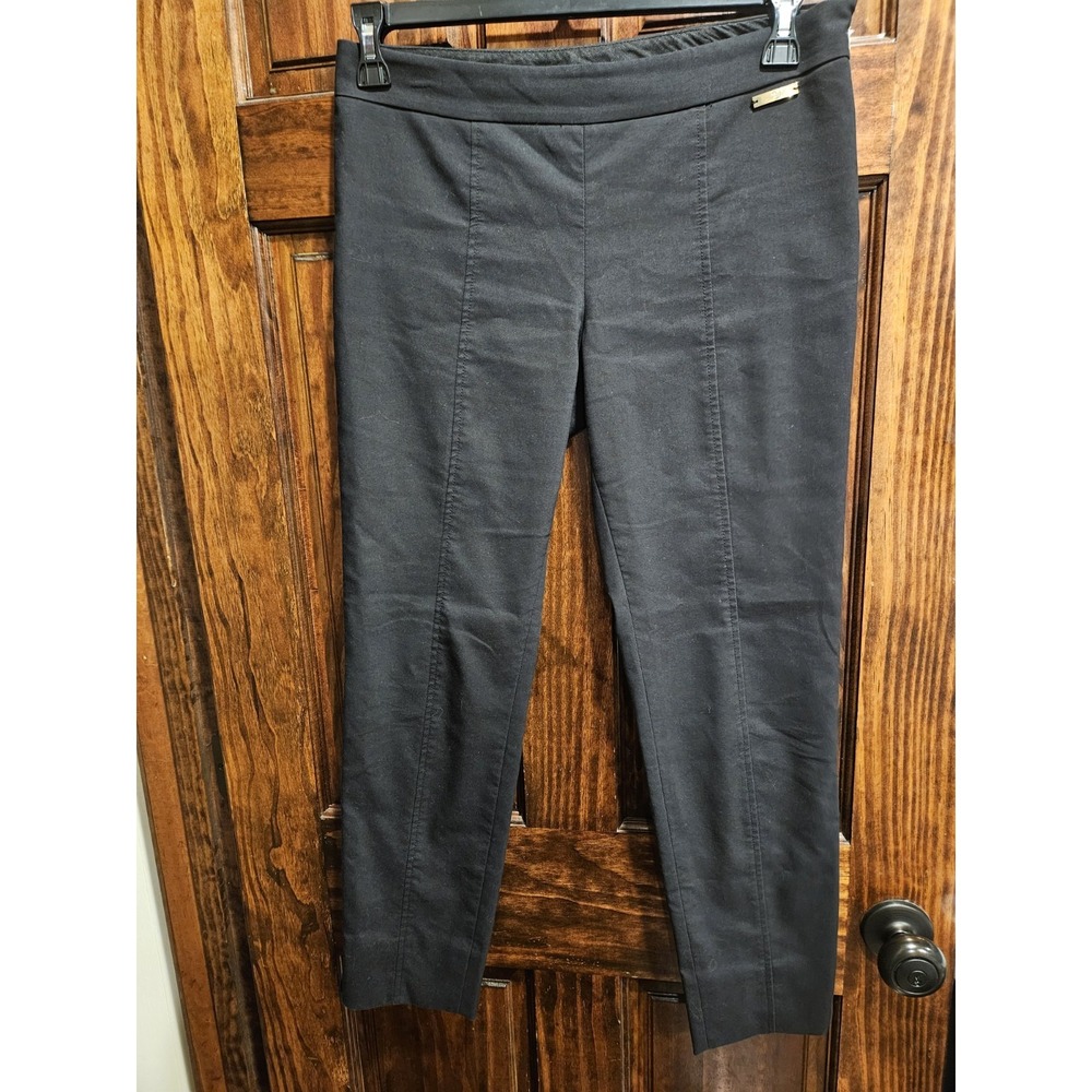 Tory Burch Dress Trousers Dress Pants Authentic Metal Logo Decals Size 4 Black